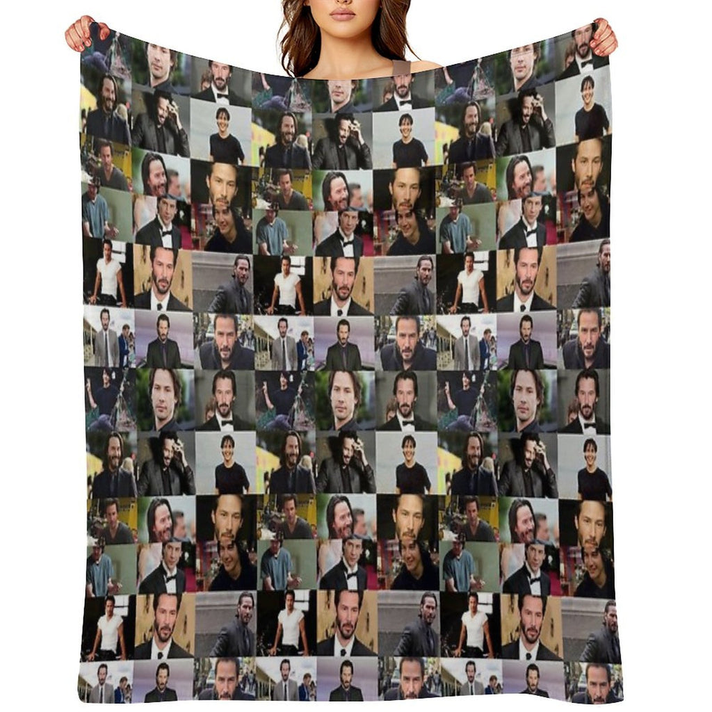 Keanu Reeves Collage Travel-friendly Throw Blanket