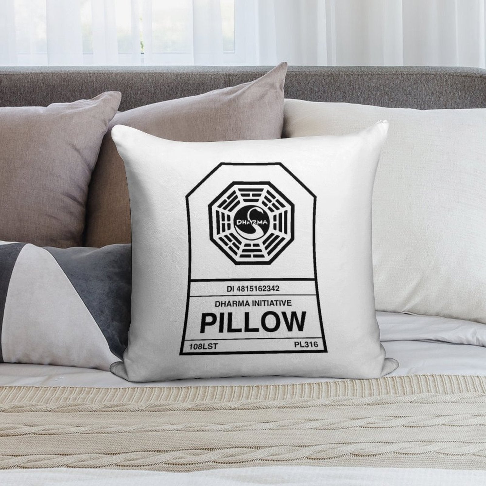 Dharma Initiative Pillow Soft Hidden Zipper Throw Pillow