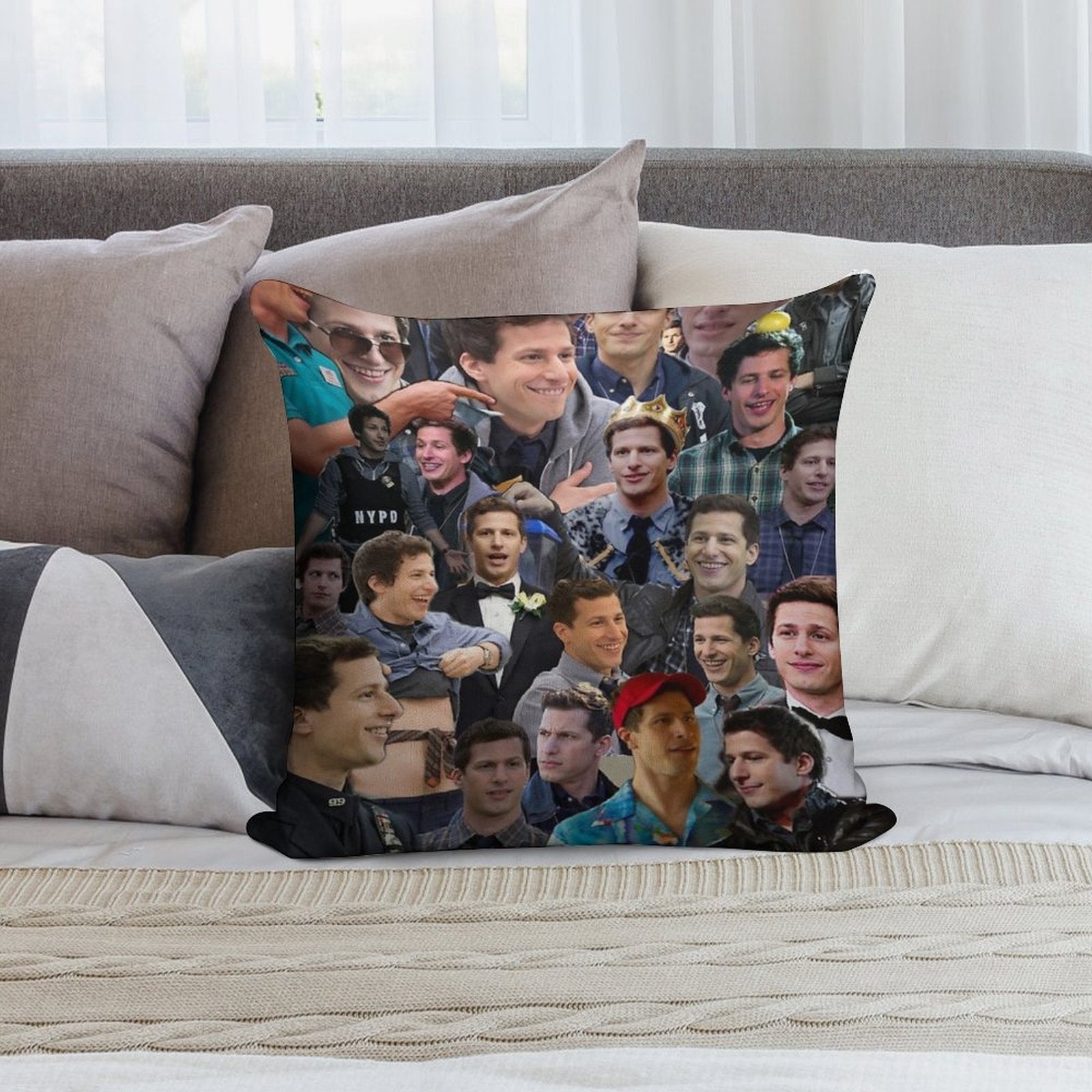 Jake Peralta Collage Soft Style Accent Throw Pillow