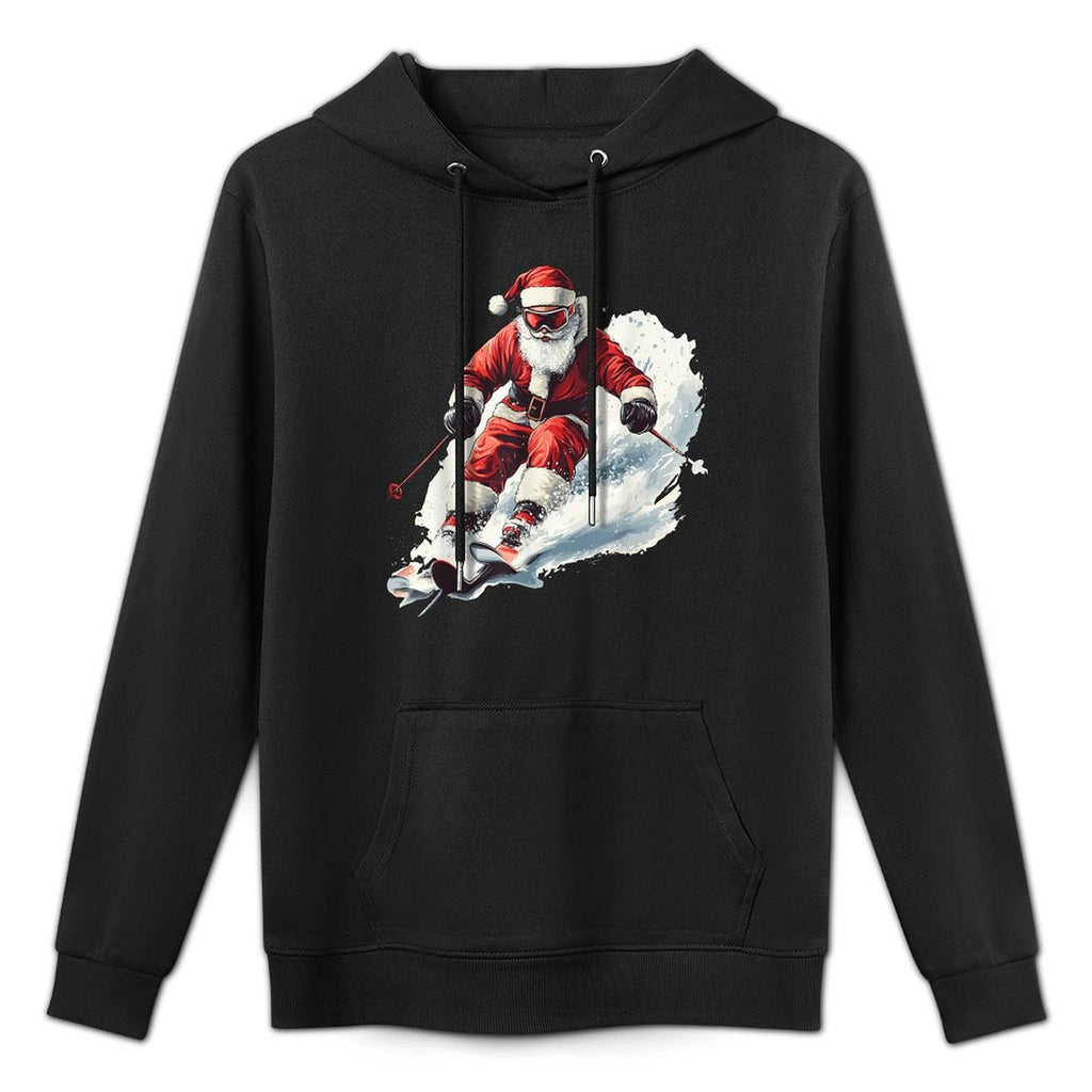 Santa Skiing Funny Christmas Skier Ski Racer Xmas Pajama Durable Construction Hoodie