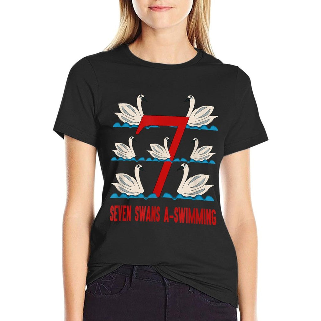 Seven Swans A-Swimming Song 12 Days Christmas  Moisture-wicking T-Shirt