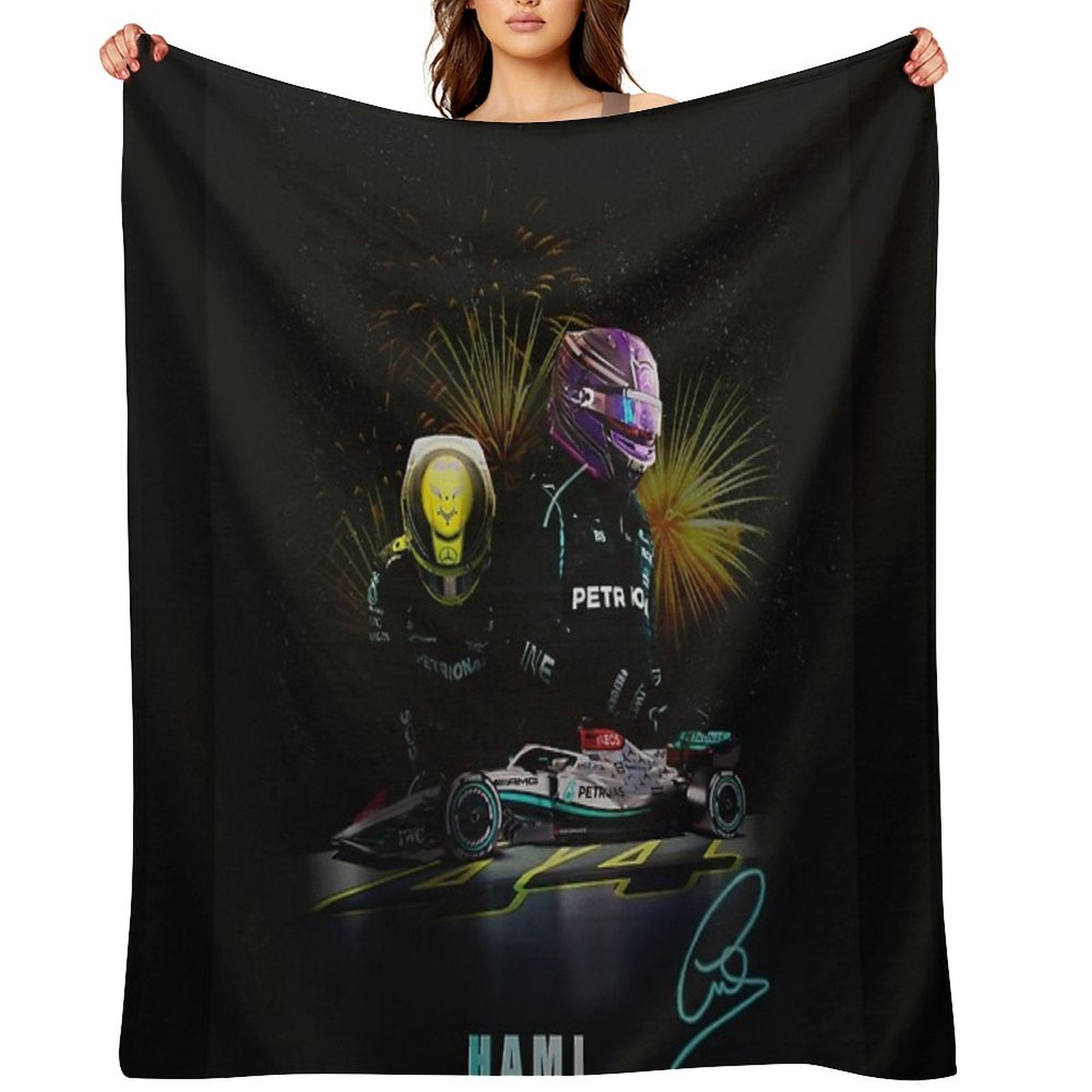 Lewis Hamilton Digital Art Posters Plush Throw Blanket