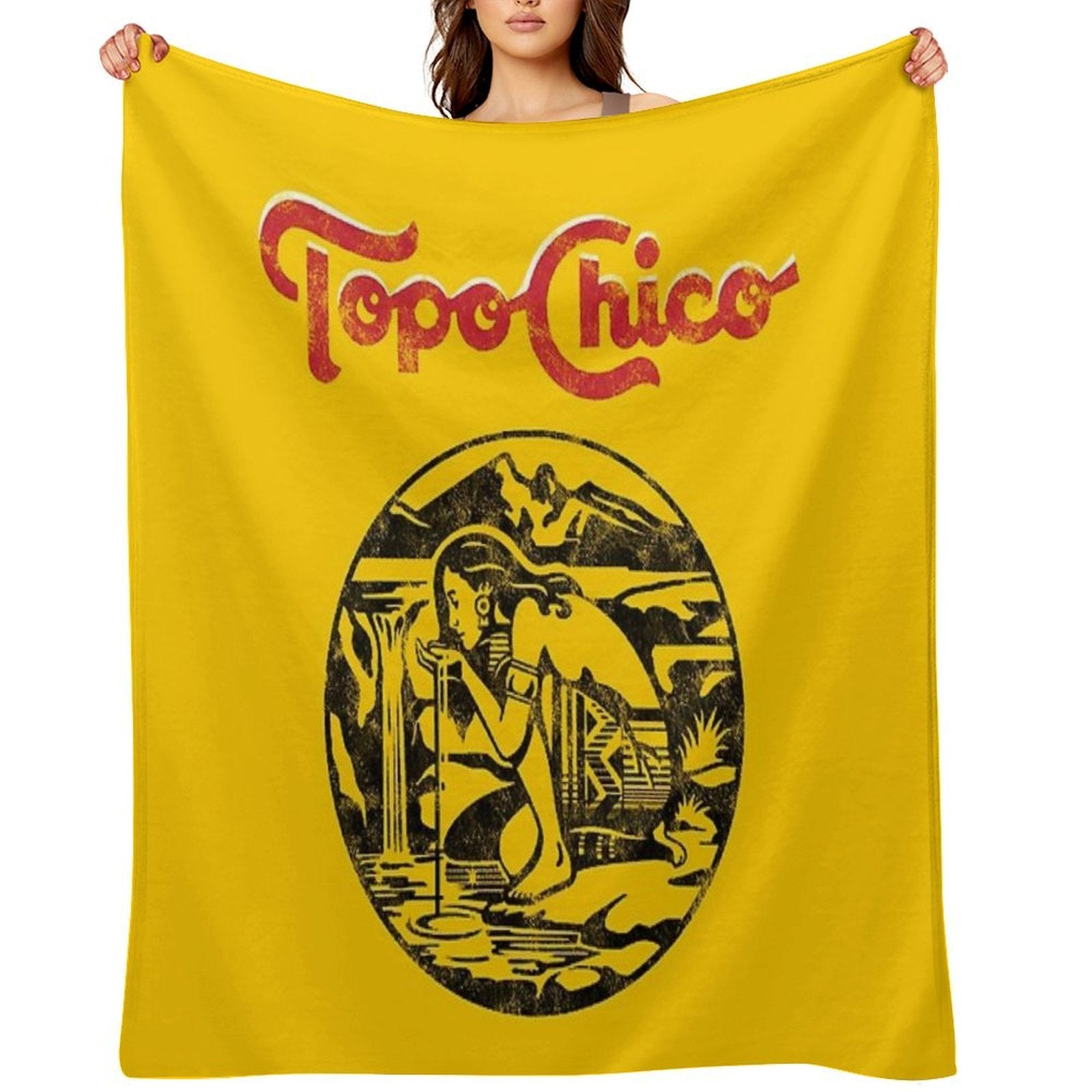 Aztec Princess - Topo Chico Agua Mineral Worn And Washed Logo (sparkling Mineral Water) Sustainable Throw Blanket