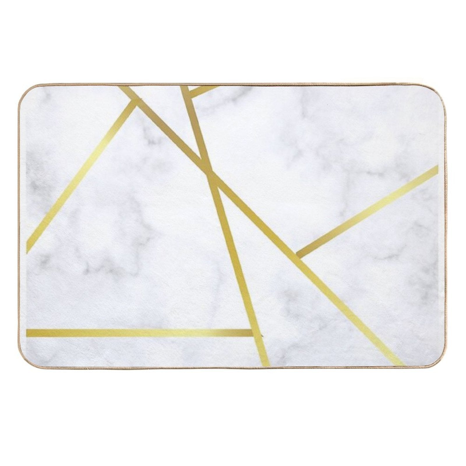 Gold Marble on White  Easy To Clean Bath Mat