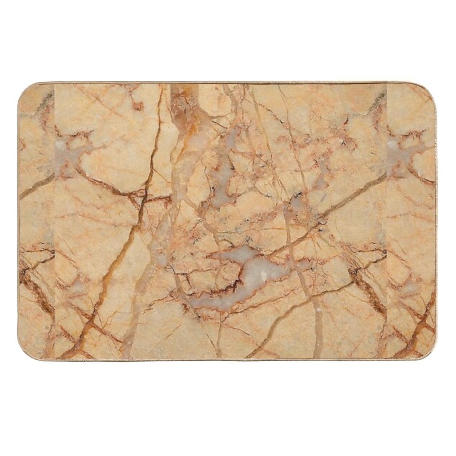 Beige Brown Marble Pattern  Non-Slip Bath Mat