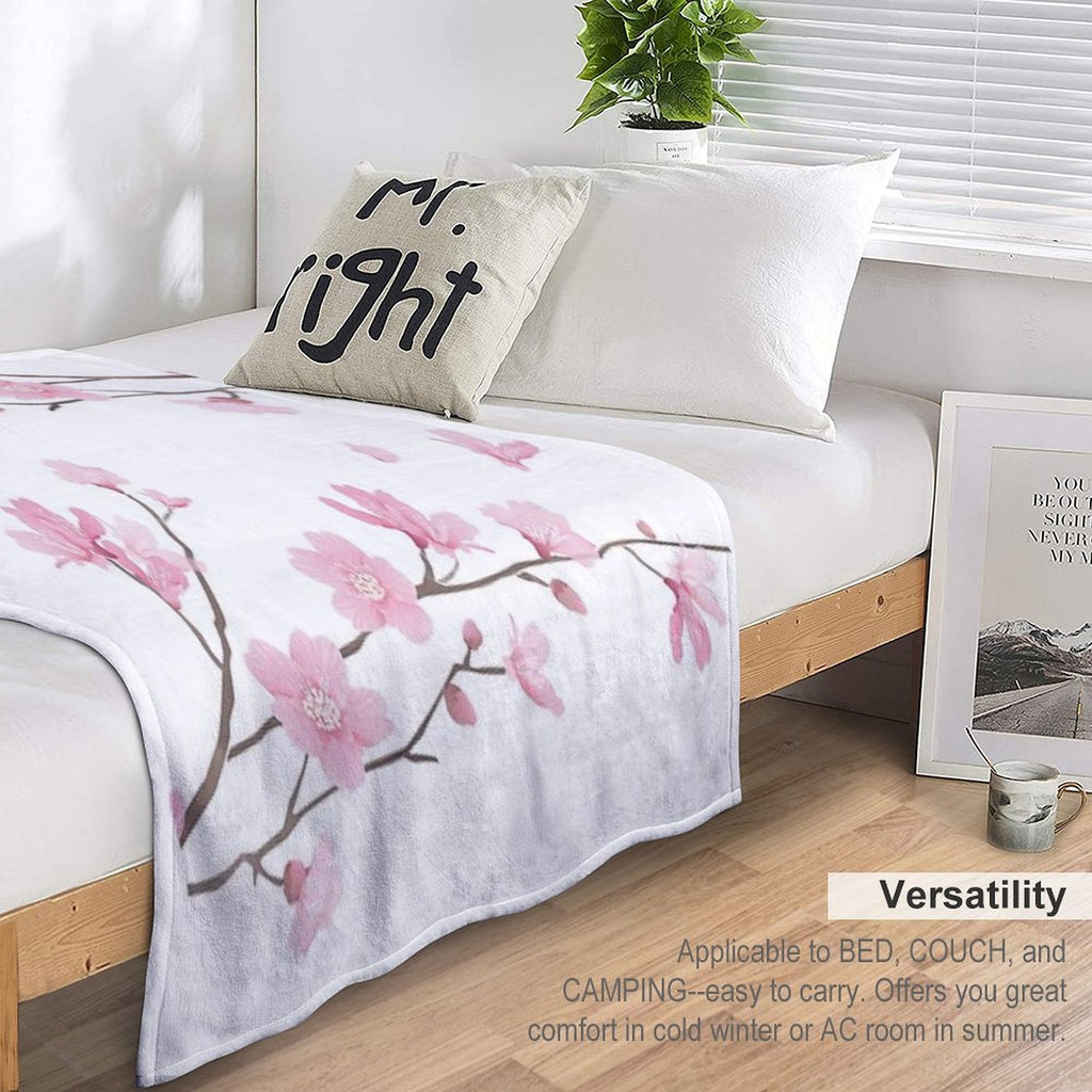 Cherry Blossom Flower Plant - Transparent Background Easy Care Throw Blanket