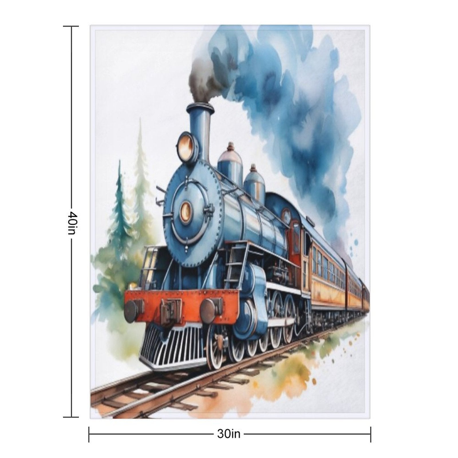 Classic Watercolour Steam Train Illustration Compact Throw Blanket