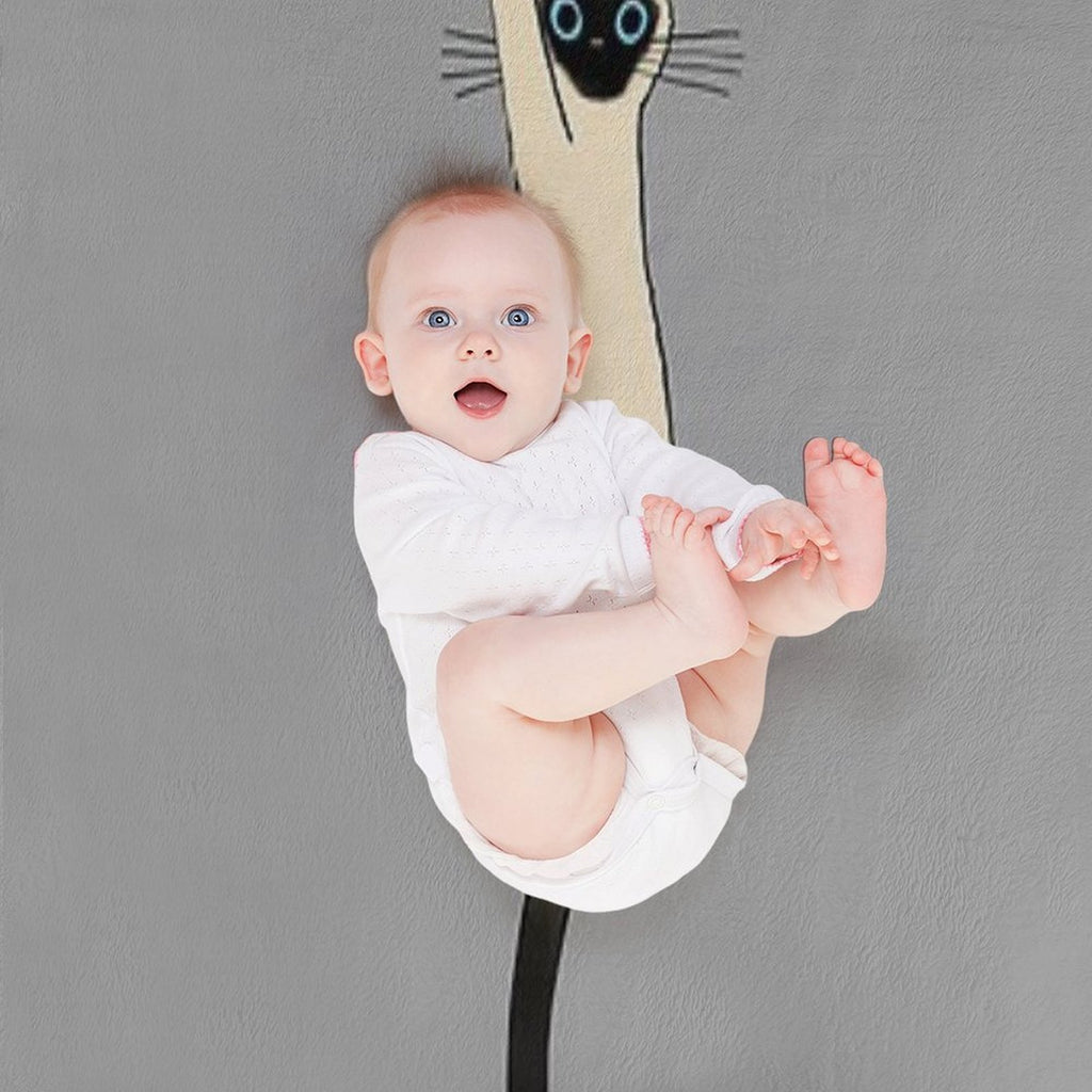 Siamese Cat Hanging On with Claws Funny Cat Holding On Wrinkle-free Throw Blanket