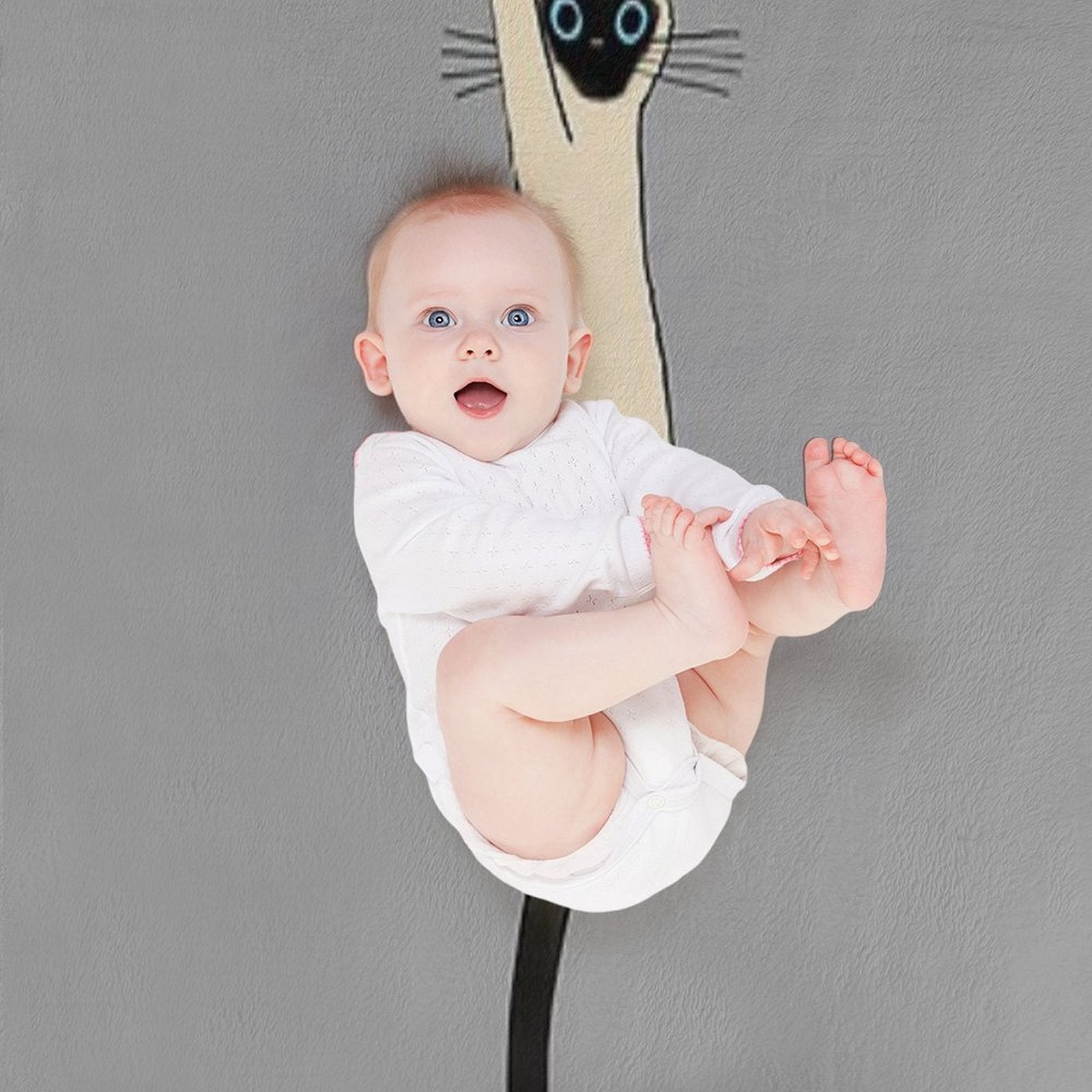 Siamese Cat Hanging On with Claws Funny Cat Holding On Wrinkle-free Throw Blanket
