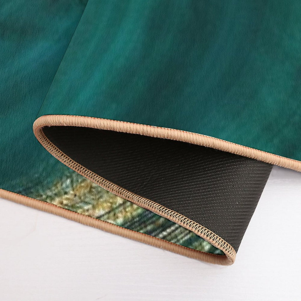 Gold Veined Green Luxury Faux Marble  Rapid-Drying Bath Mat