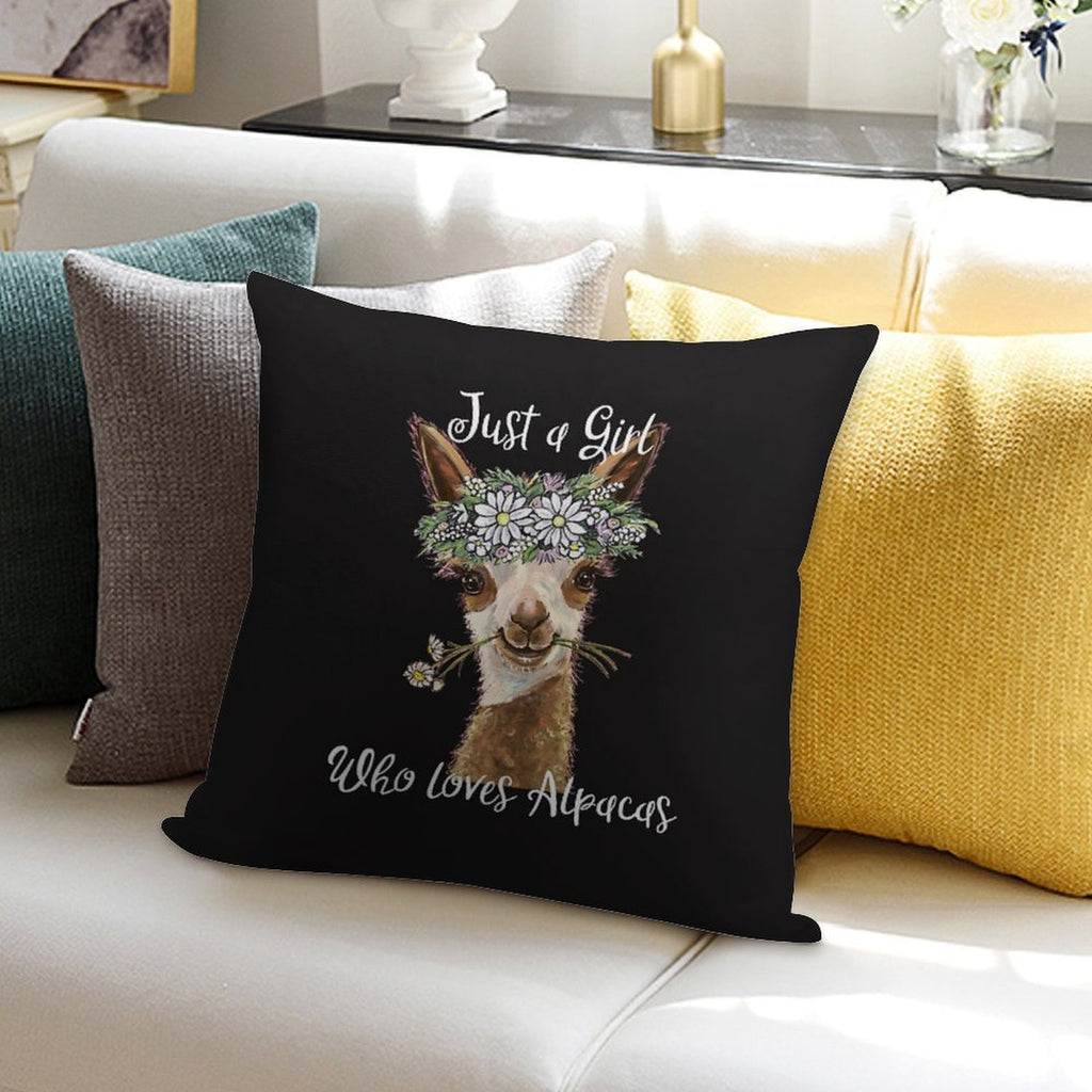 Just A Girl Who Loves Alpacas Shirt, Just A Girl Who Loves Alpaca Gifts Soft Shrink-Resistant Throw Pillow