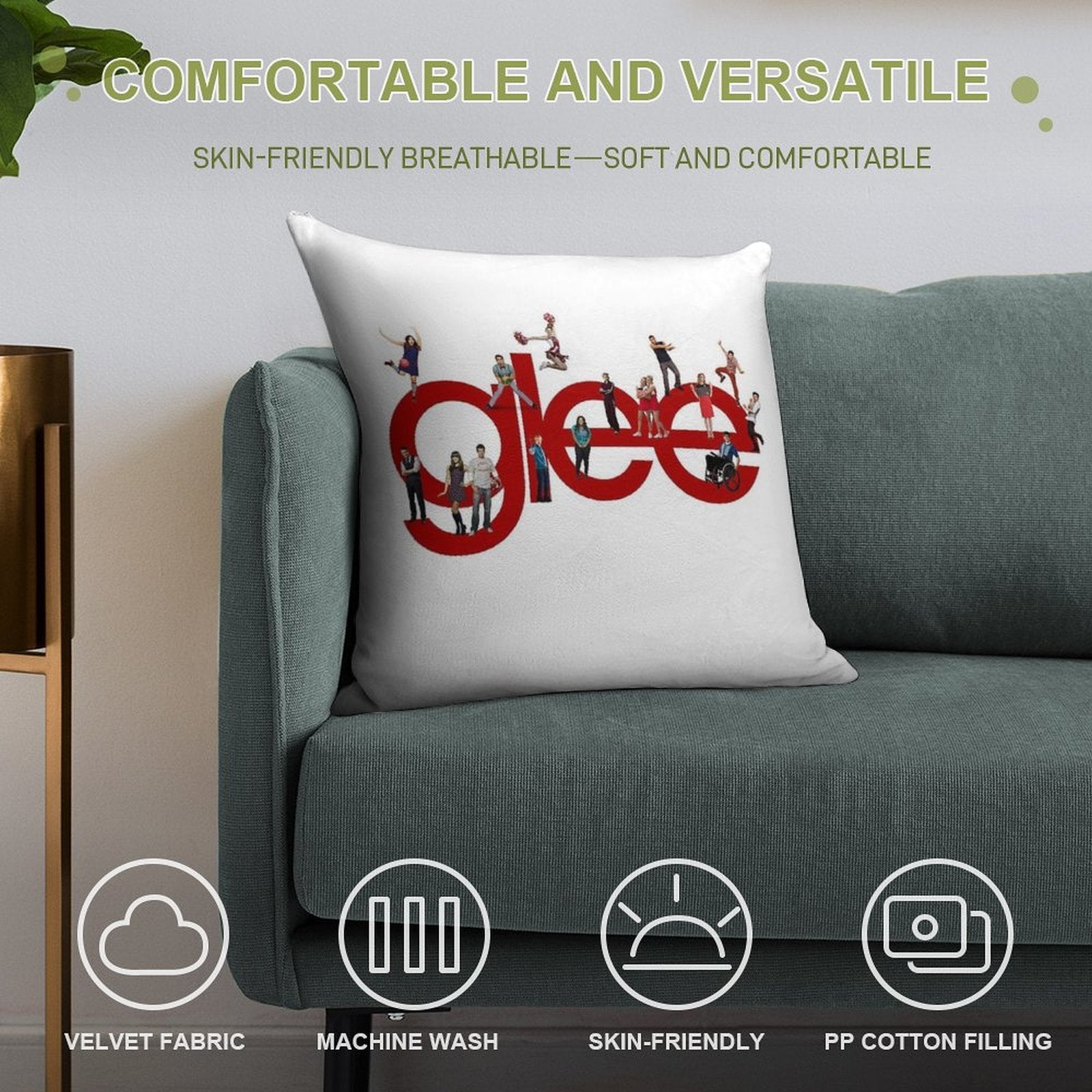 Glee Logo with The Cast Soft Style Accent Throw Pillow