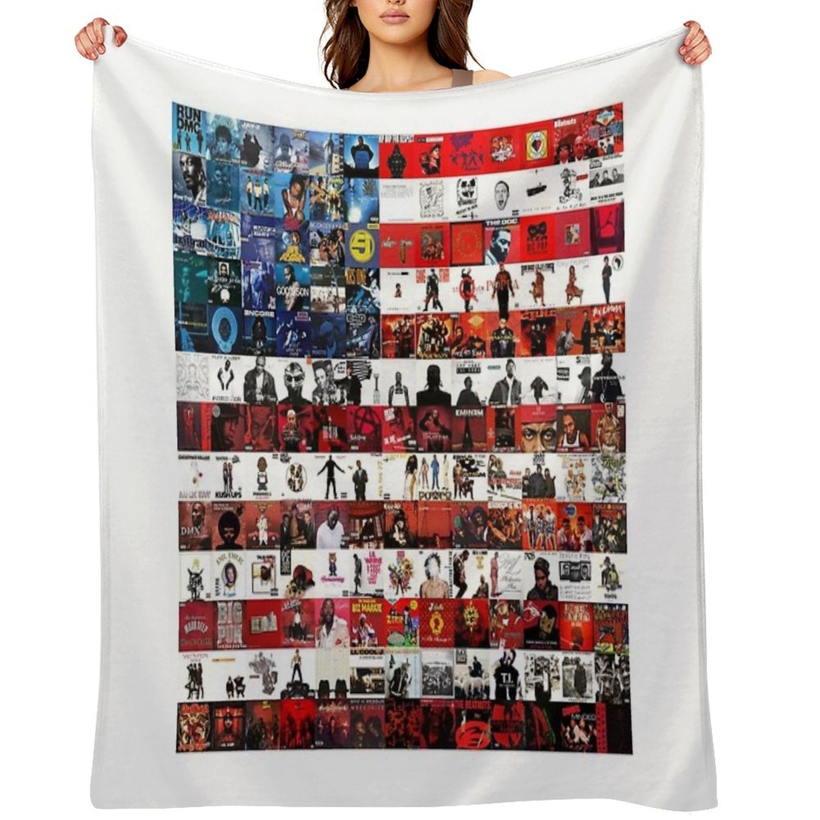 Hip Hop Album Cover Collage Flag Premium Throw Blanket