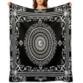 Baroque Ornate White Black Greek Key Travel-friendly Throw Blanket