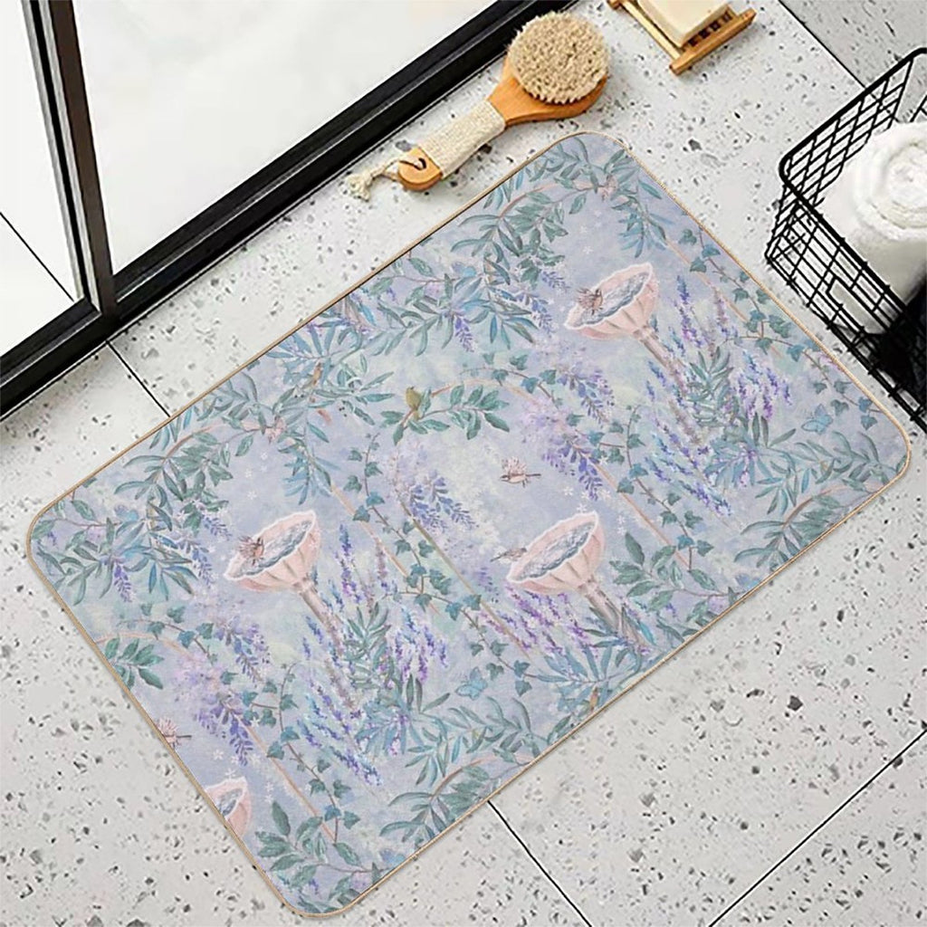 French Countryside Lavender Fresco Pattern  Dirt-Trapping Bath Mat
