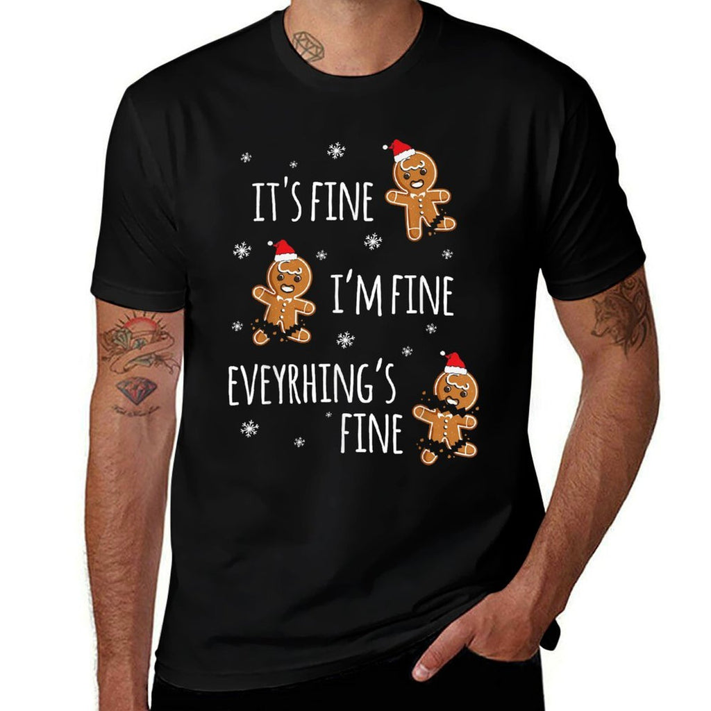 Funny Gingerbread Man Christmas CO Unisex Adult Small Black Crew Neck Classic Fit Christmas  Breathable T-Shirt