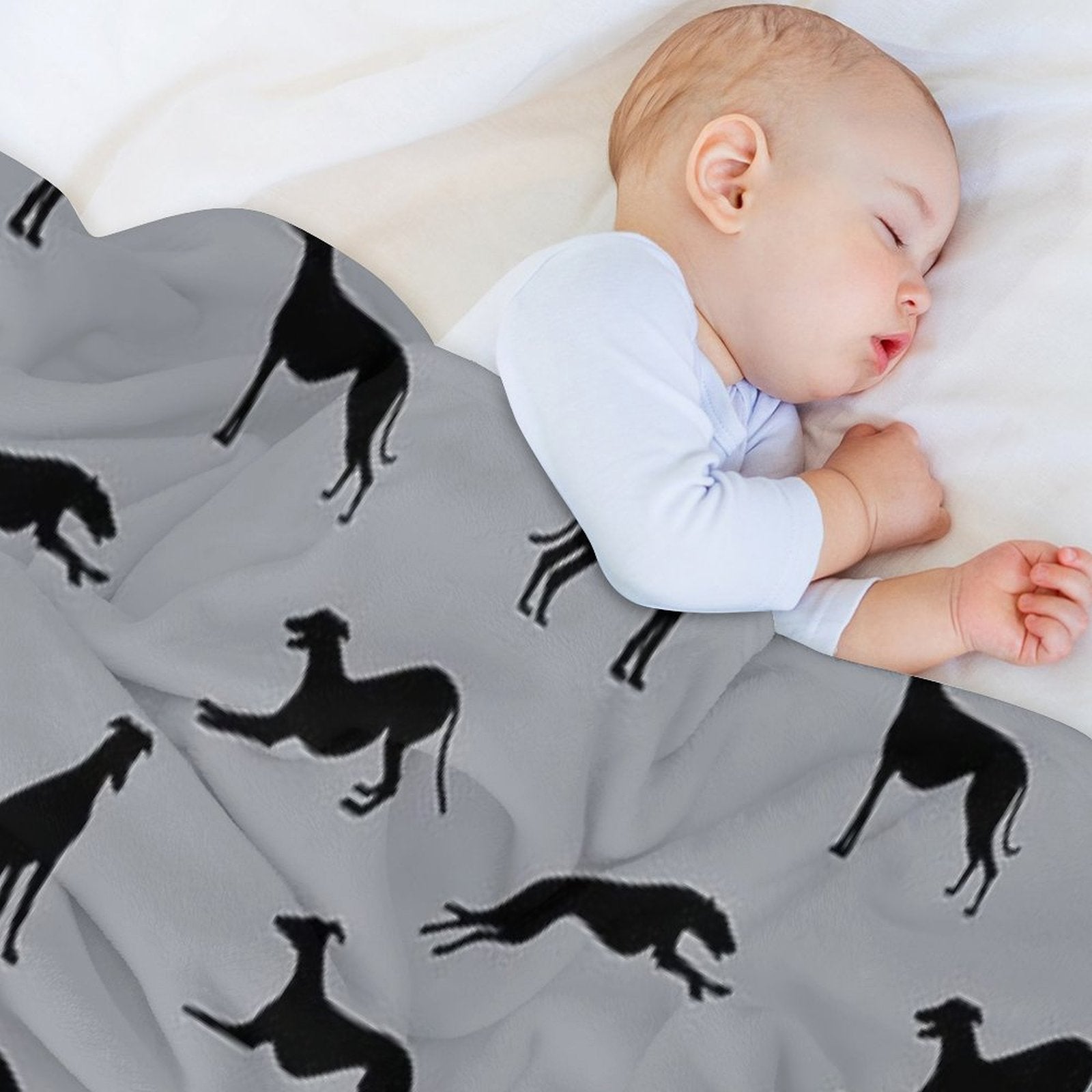 Greyt Greyhound Silhouettes - A3A6AA Eco-conscious Throw Blanket
