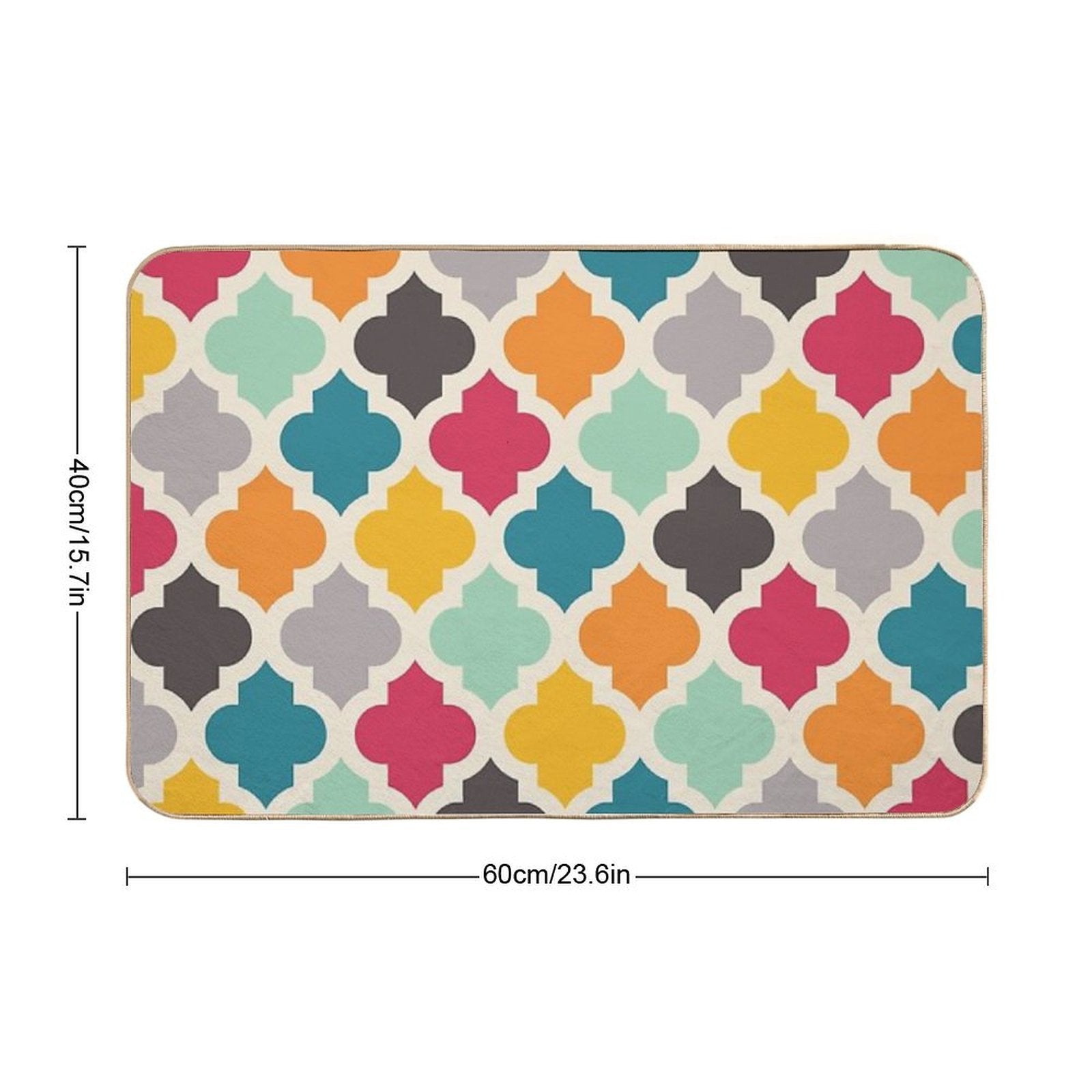 Colorful Moroccan Quatrefoil Lattice Pattern  Toxin-Free Bath Mat
