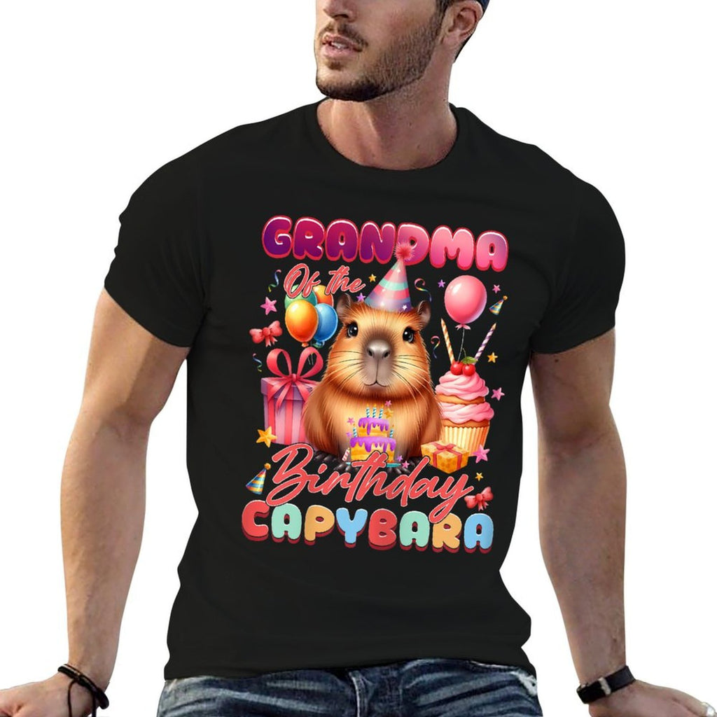 Grandma Of The Birthday Capybara Kids Girl Bday Party Family  Breathable T-Shirt