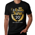 A Queen Was Born on June 20, Cute Girly June 20th Birthday  Cotton T-Shirt