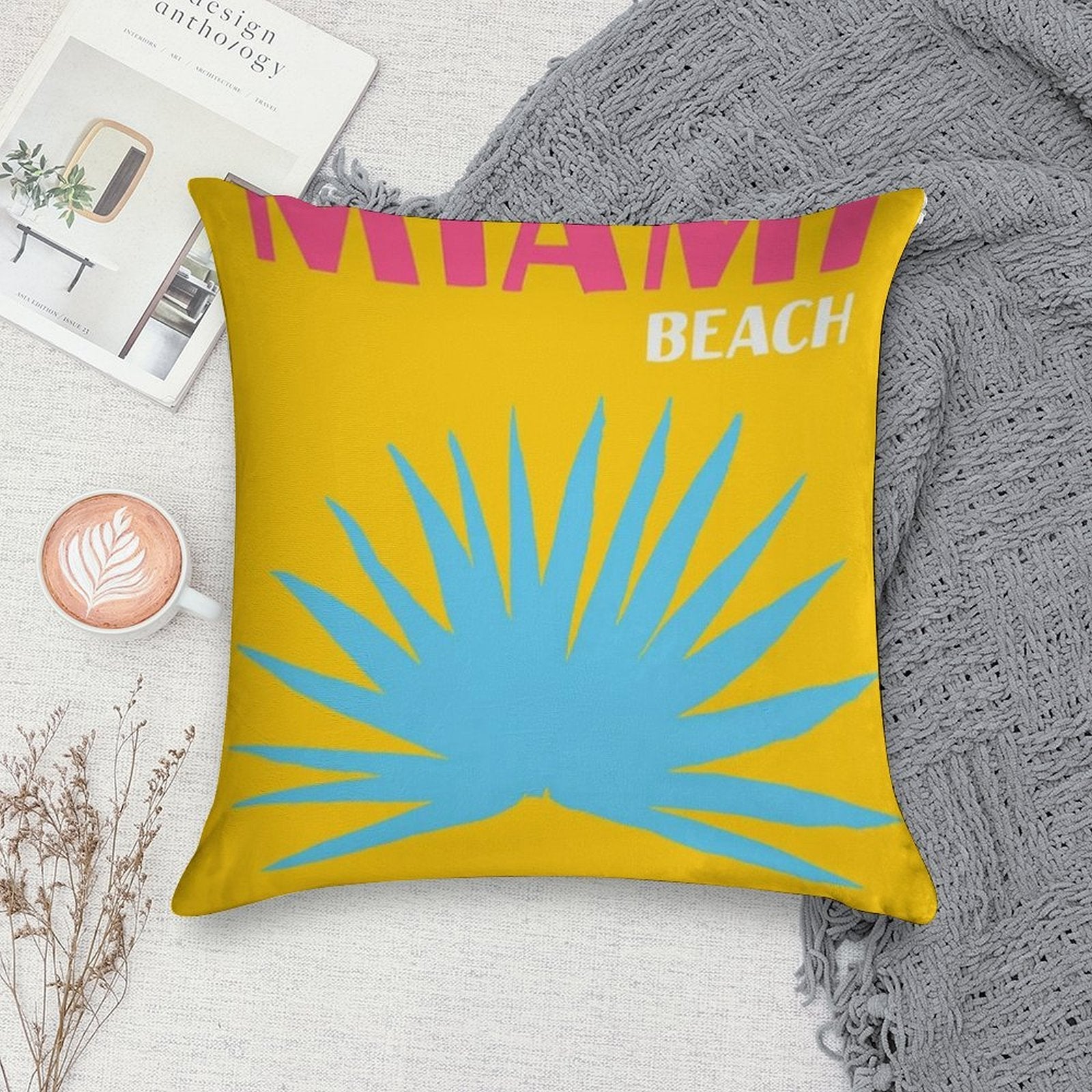 Miami Beach Asouline Soft High-Density Material Throw Pillow