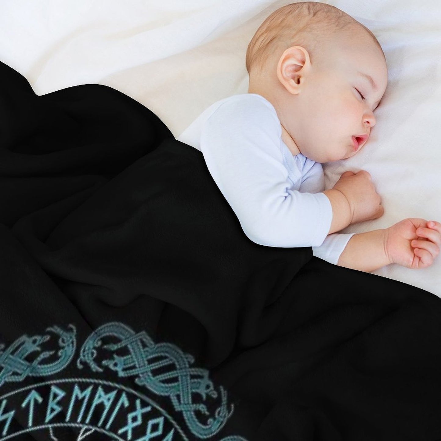 Mjölnir Hammer of Thor Runes Velvety-soft Throw Blanket
