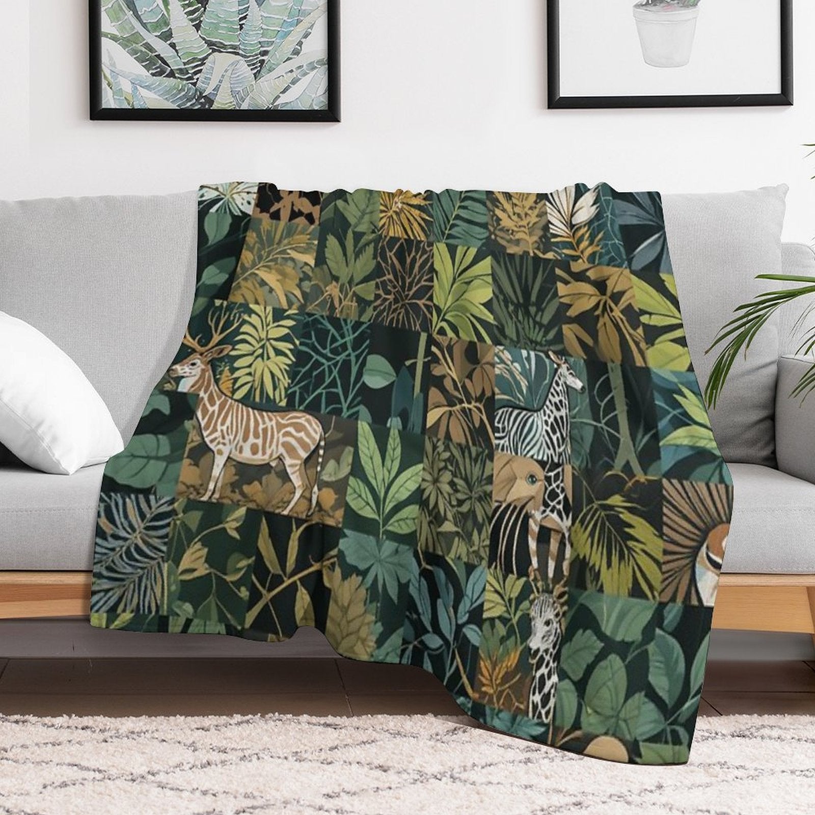 Mixed Tropical Patterns Gift-ready Throw Blanket