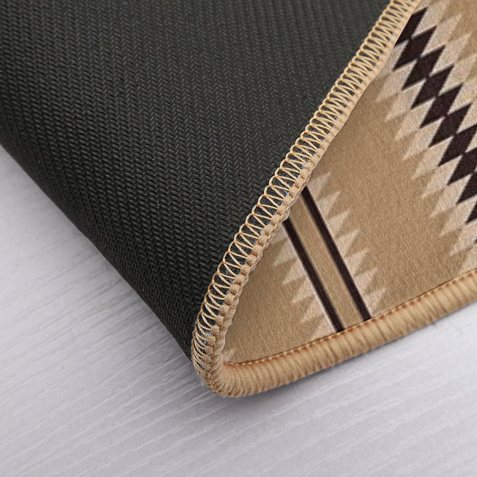 Navajo Stripes Cream And Black  Slip-Resistant Bath Mat