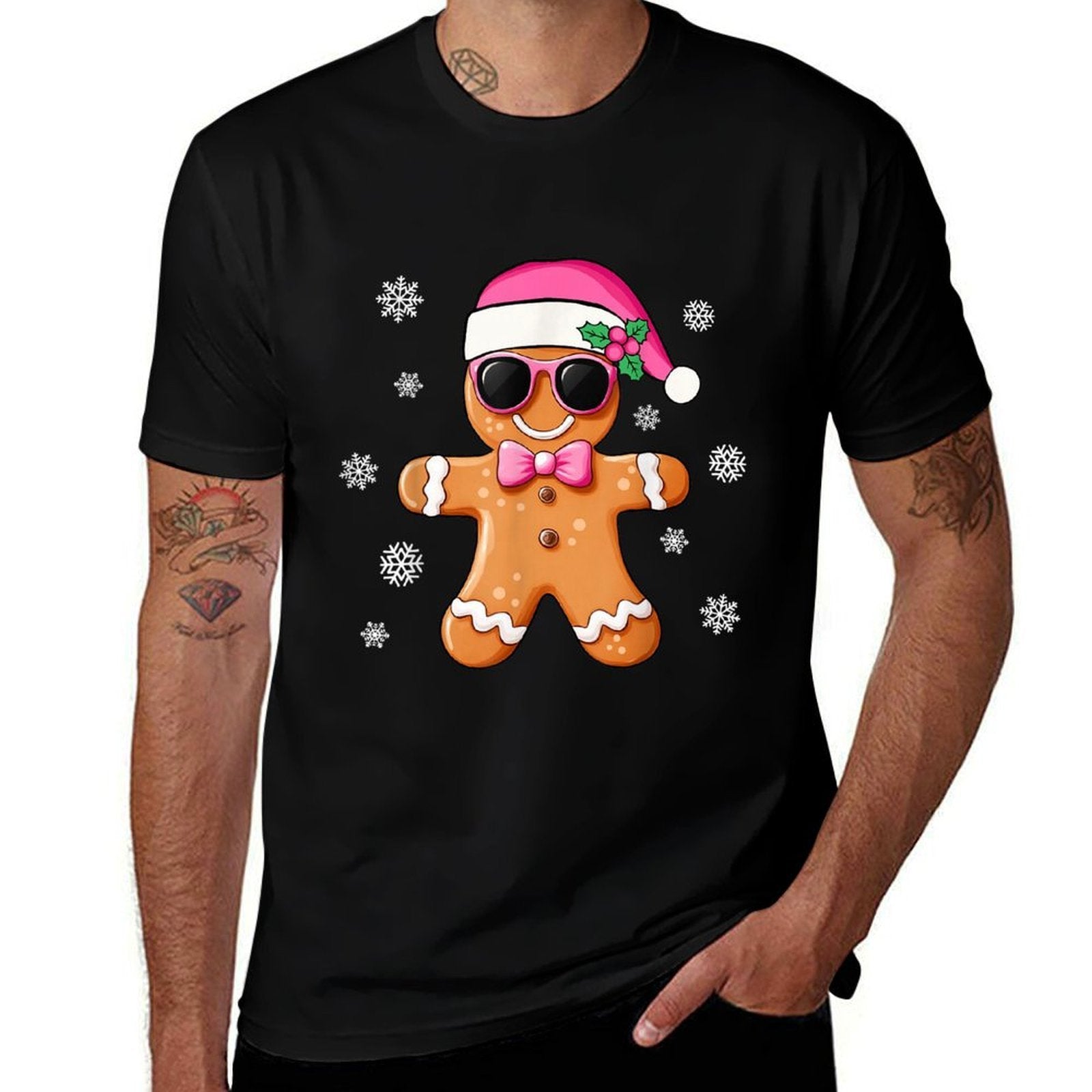 Gingerbread Man Pink Christmas Cookie Costume Baking Team  Moisture-wicking T-Shirt