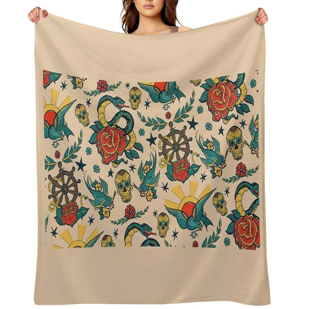 Punk Tattoo Pattern Design And Illustration Lightweight Throw Blanket