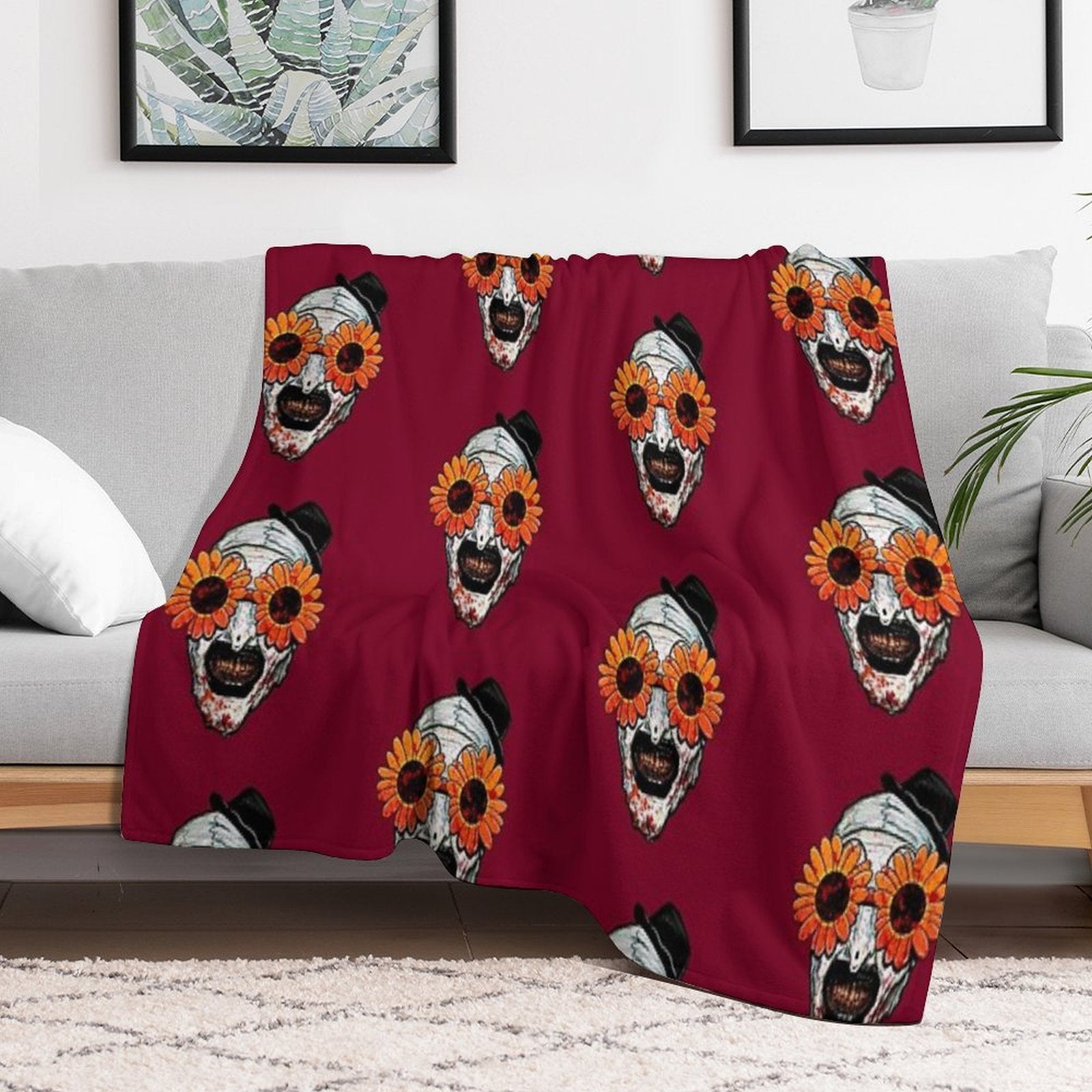 Art The Clown Terrifier 2 Sunflower Sunglasses Multi-functional Throw Blanket