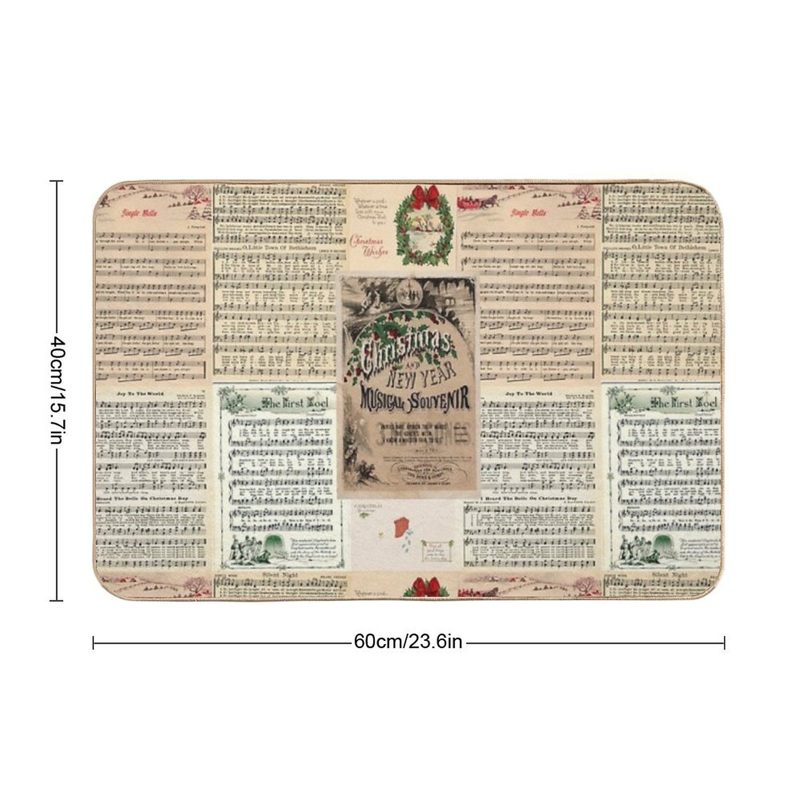 Vintage Christmas Music Carols  Non-Slip Bath Mat