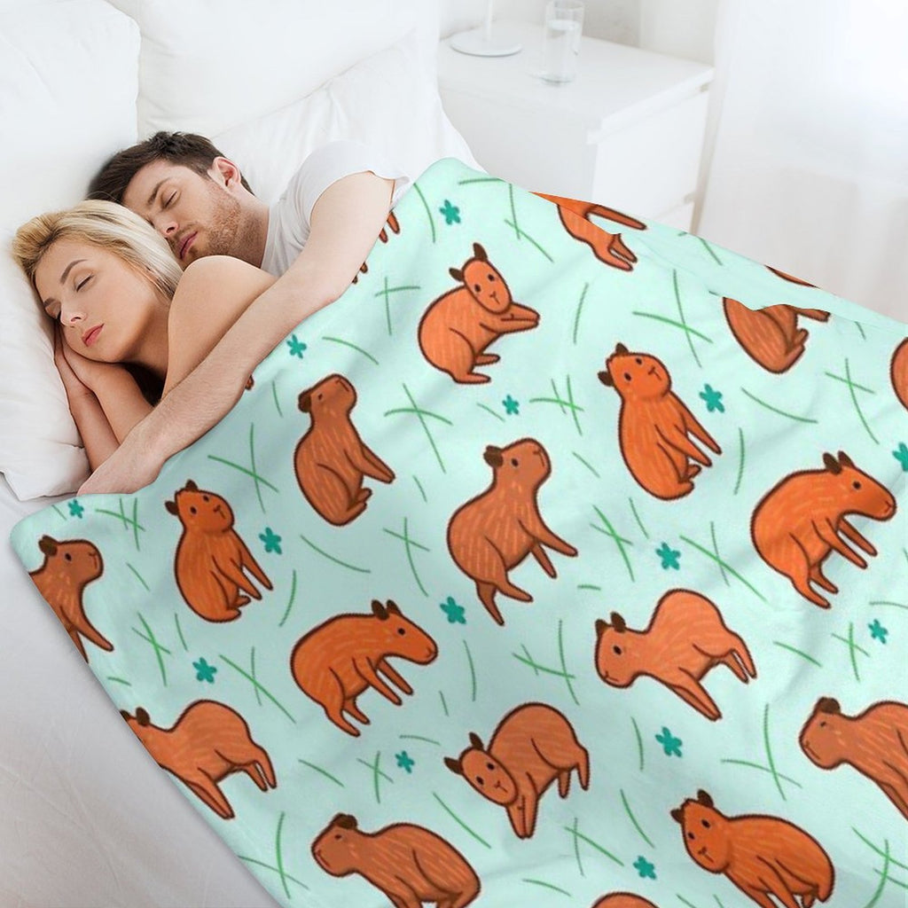 Capybara Pattern Anti-pilling Throw Blanket