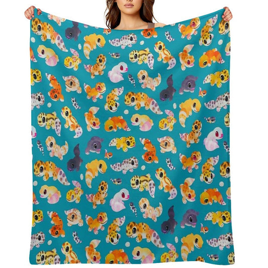 Leopard Gecko - Green Anti-pilling Throw Blanket