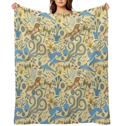 Minoan Fresco Motifs Pattern All-season Throw Blanket