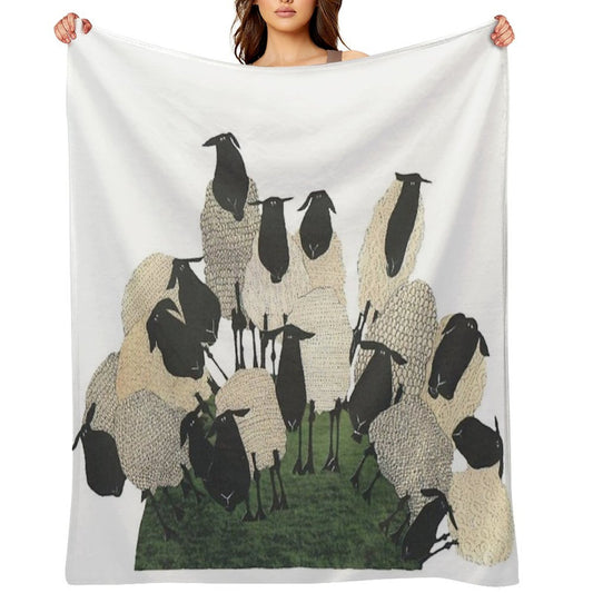 Sheep on The Hill Shrink-resistant Throw Blanket