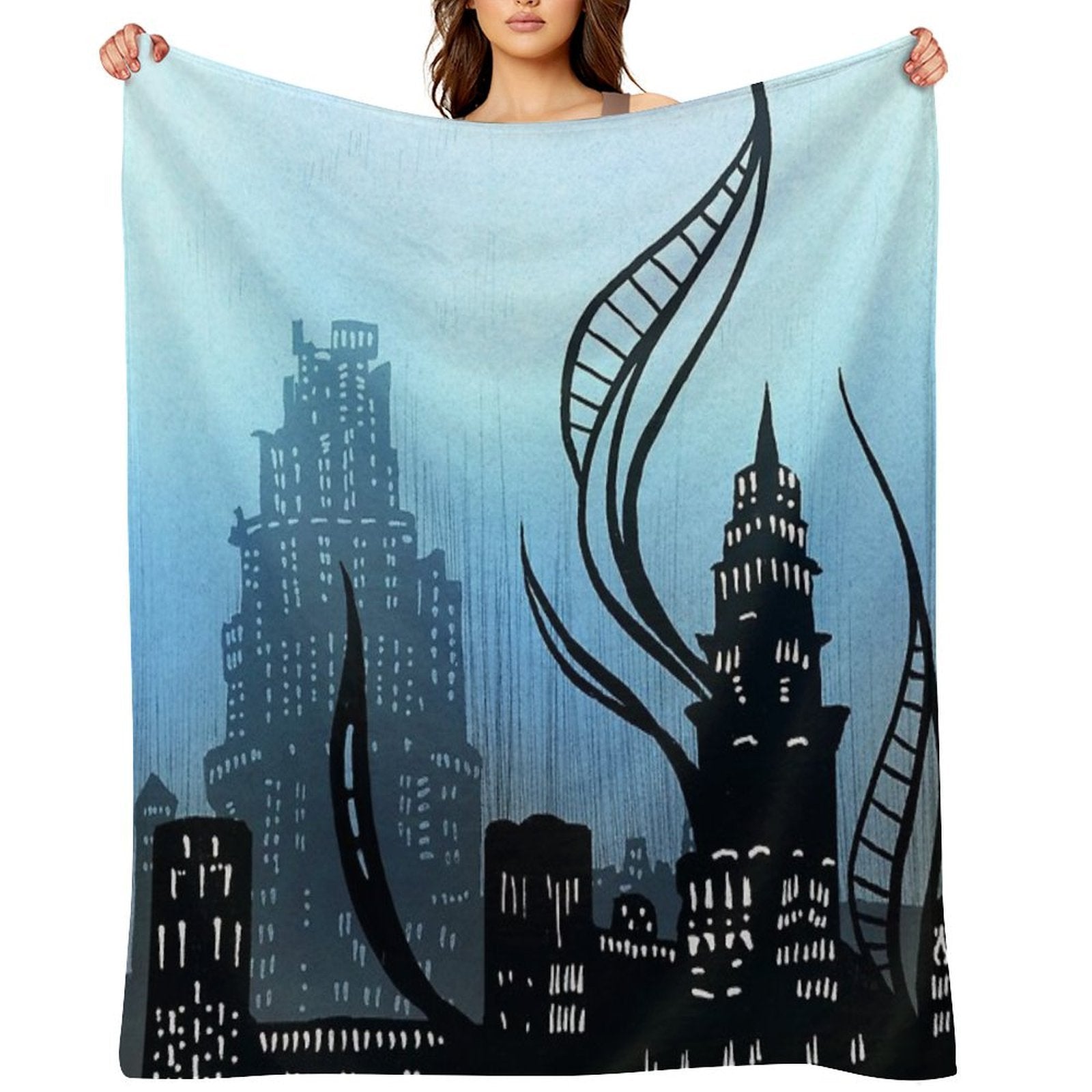 Amaurot - Inktober Velvety-soft Throw Blanket