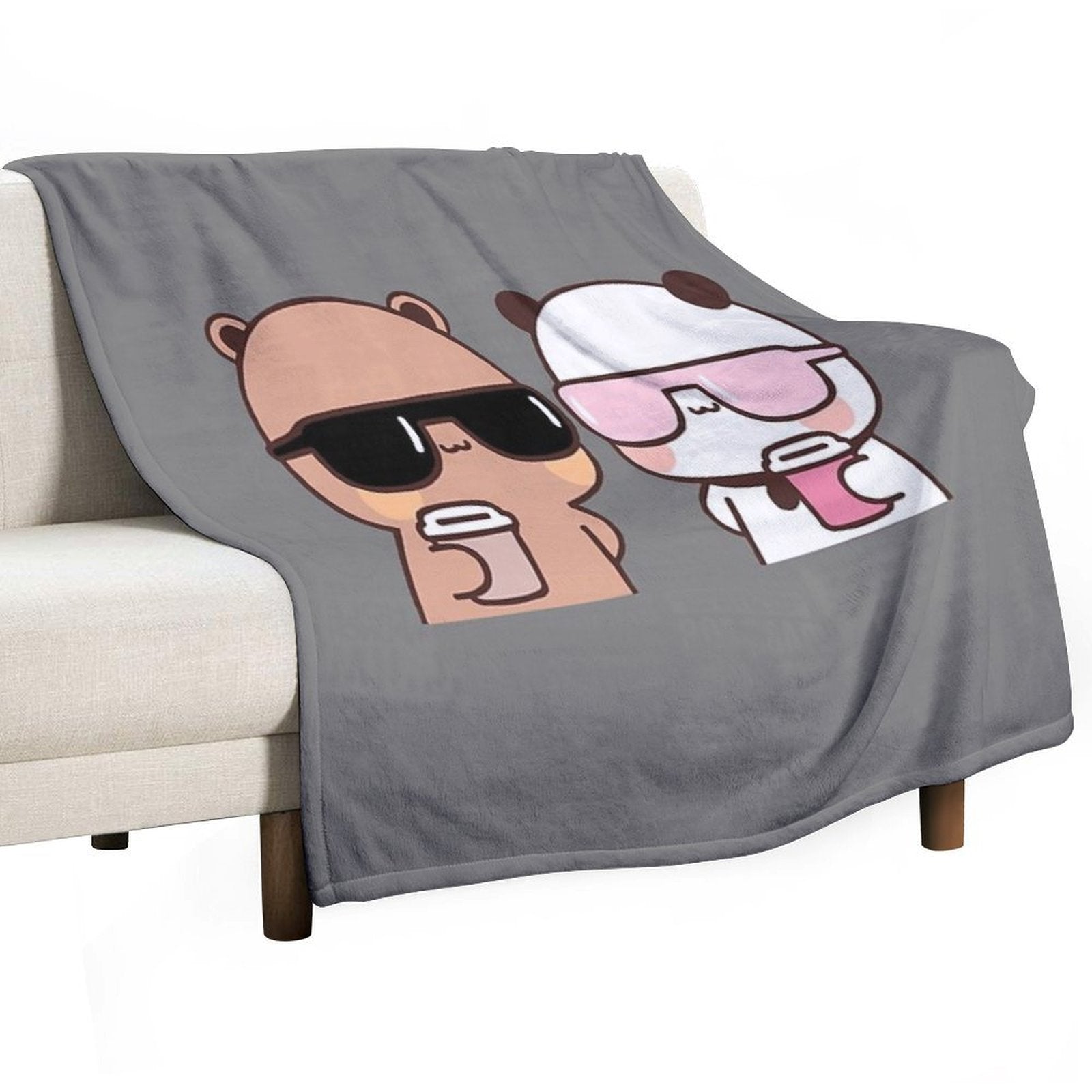 DuDu Bear And BuBu Panda Having Coffee Together❤️ Travel-friendly Throw Blanket