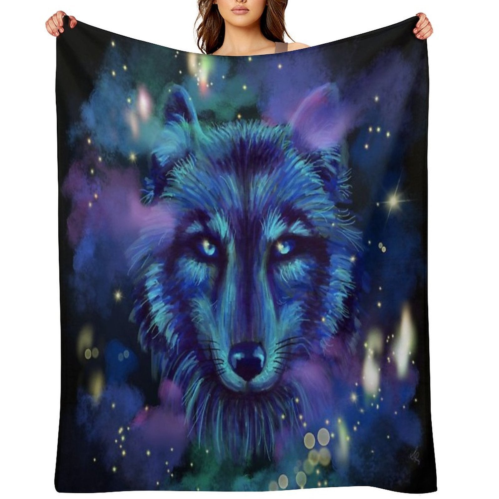 Astral Wolf Velvety-soft Throw Blanket