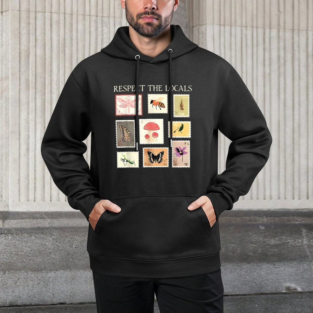 Respect The Locals Cute Nature Stamp With Butterflies Casual Wear Hoodie