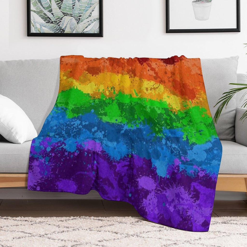 Abstract Paint Splatter LGBTQ Pride Rainbow Flag Background Velvety-soft Throw Blanket