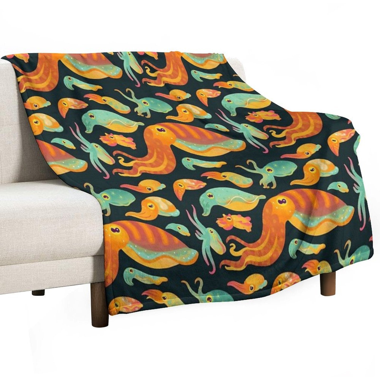 Cuttlefish - Dark Machine-washable Throw Blanket