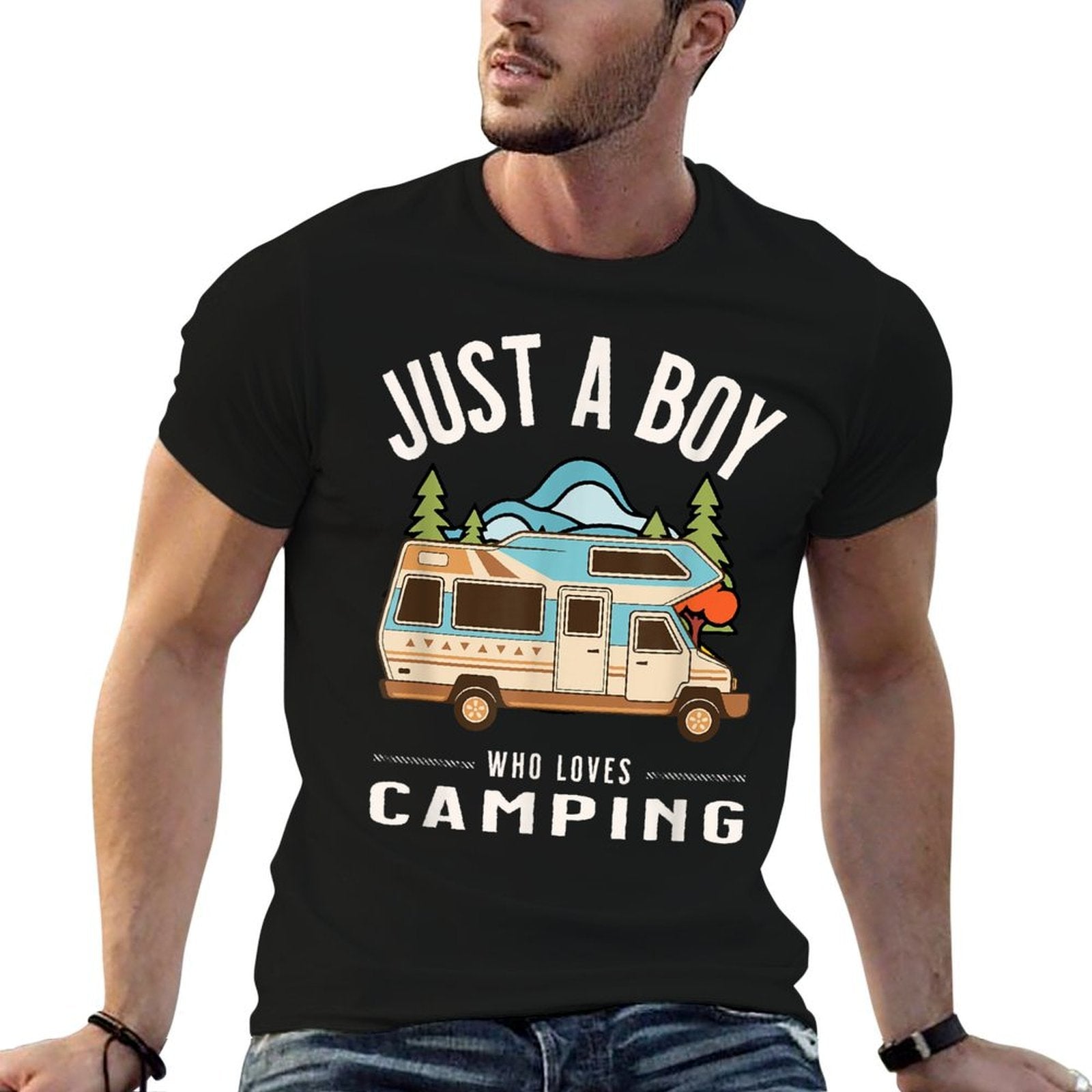 Just A Boy Who Loves Camping - Colorful Camper Van  Classic T-Shirt