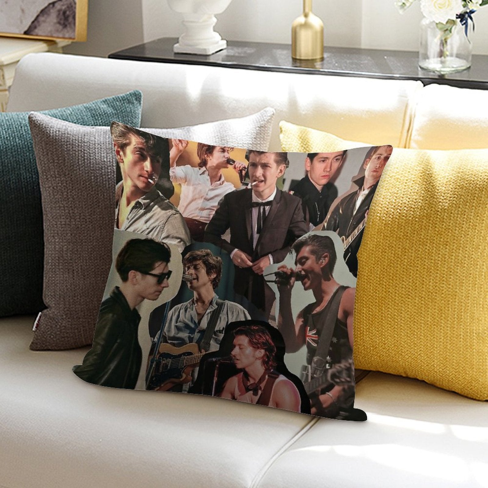 Alex Turner Arctic Monkeys Collage Soft Reinforced Edging Throw Pillow
