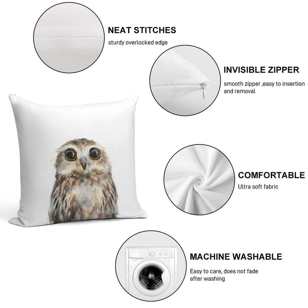 Little Owl Soft Washable Throw Pillow