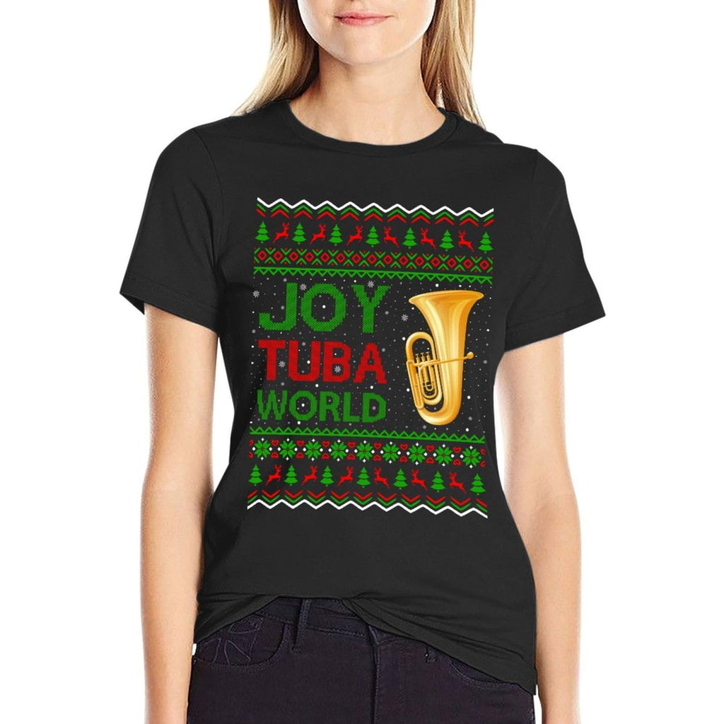 Joy Tuba World Music Lover Xmas Gift Ugly Tuba Christmas Sweatshirt  Relaxed-fit T-Shirt