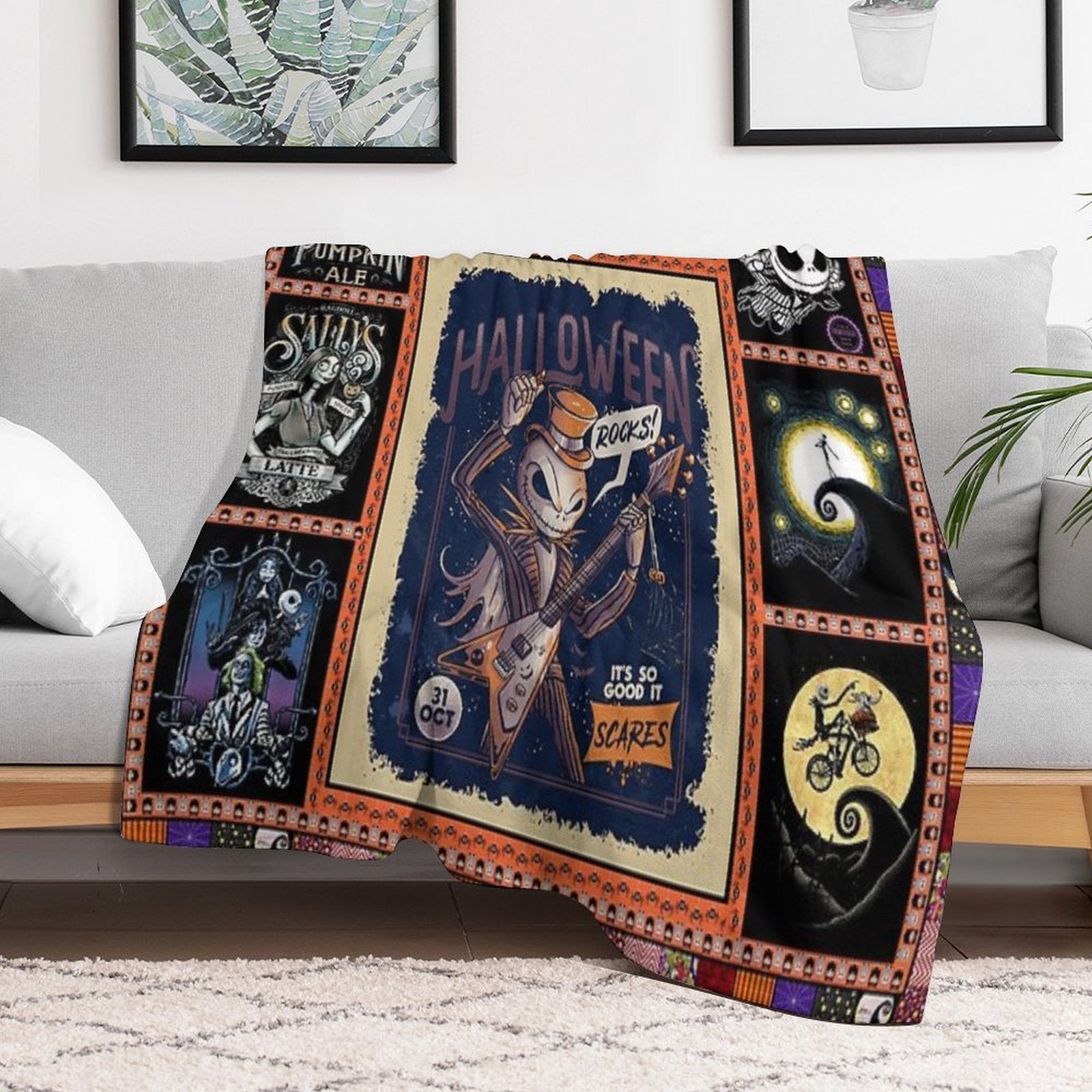 Jack Skeleton Photo Collage Gifts Multi-functional Throw Blanket