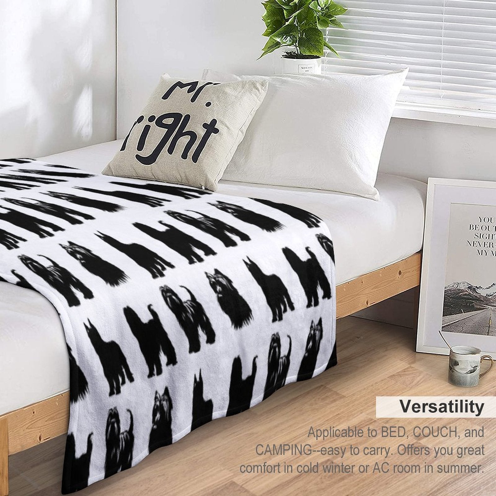 Briard Black Silhouettes Multi-functional Throw Blanket