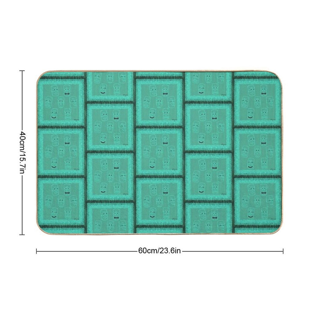 Tiki Time - Aqua Version!  Odorless Bath Mat