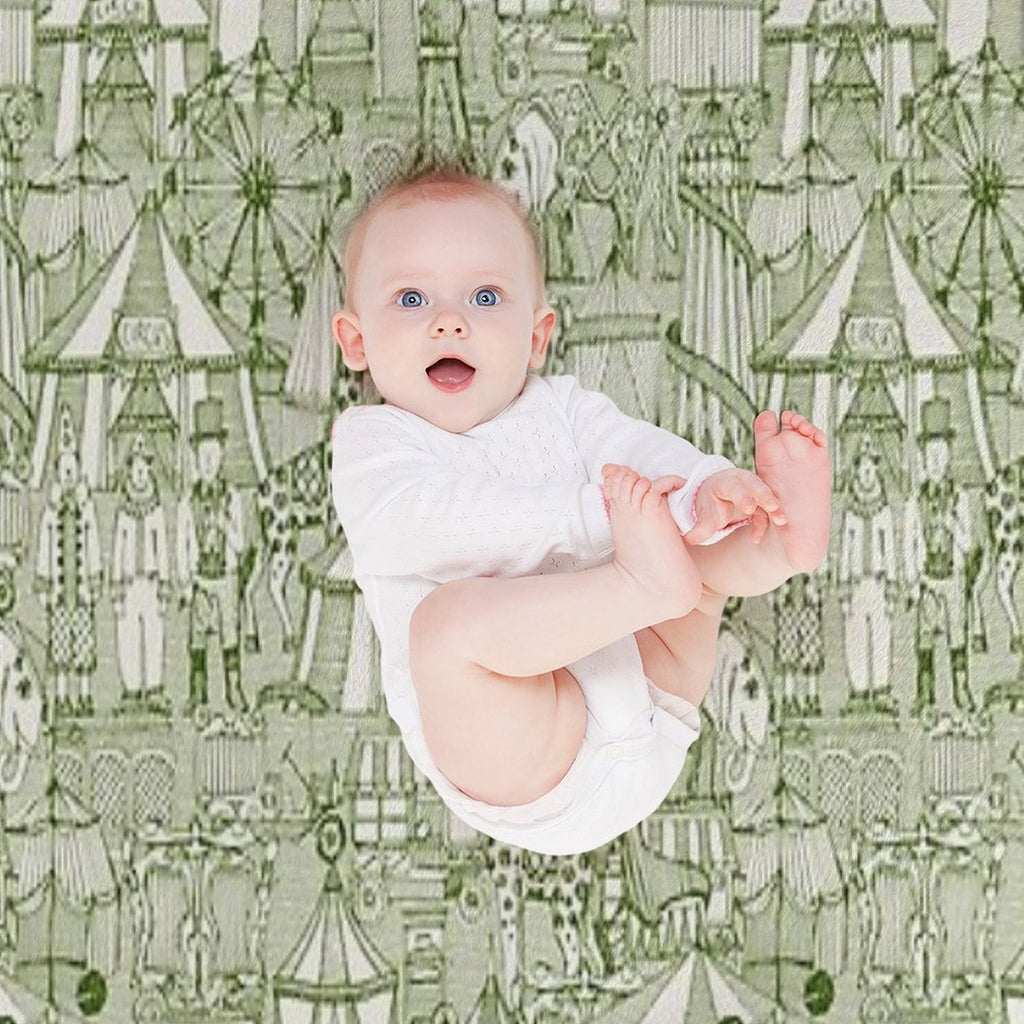 Retro Circus Green Ivory Durable Throw Blanket